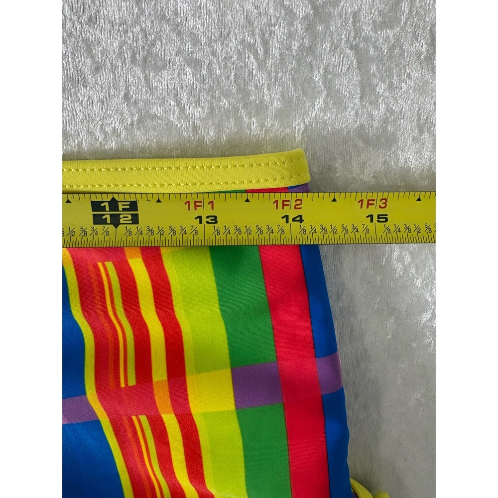 Goldie by VIP Rainbow Plaid V-Front‎ Swim Shorts Yellow Multi XS Surf Sorts - Picture 6 of 6